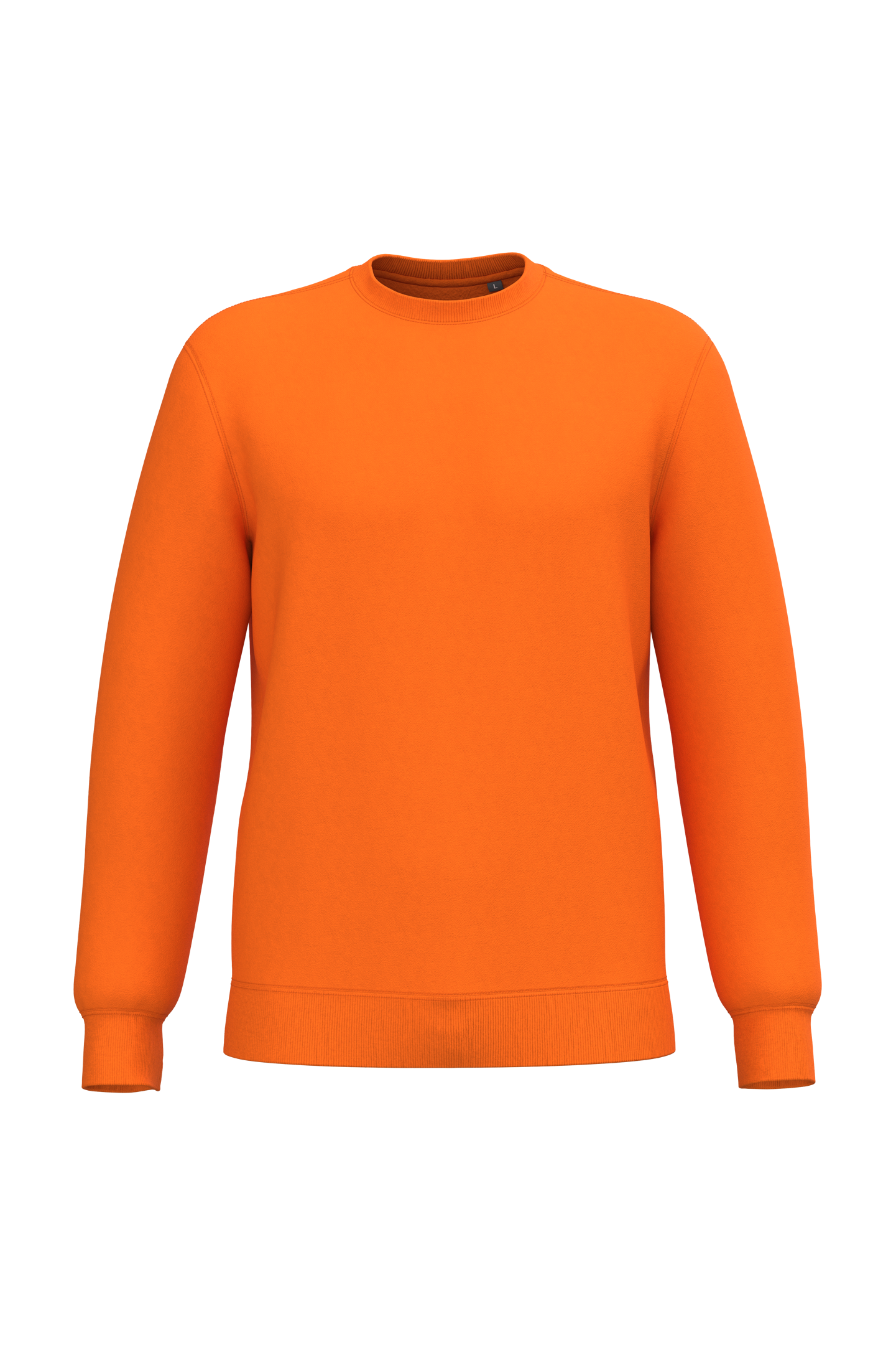 Oranje sweatshirt voor textielbedrukking in Limburg, ideaal voor bedrijfskledij in Houthalen en logo op kleding voor promotieartikelen bedrukken.